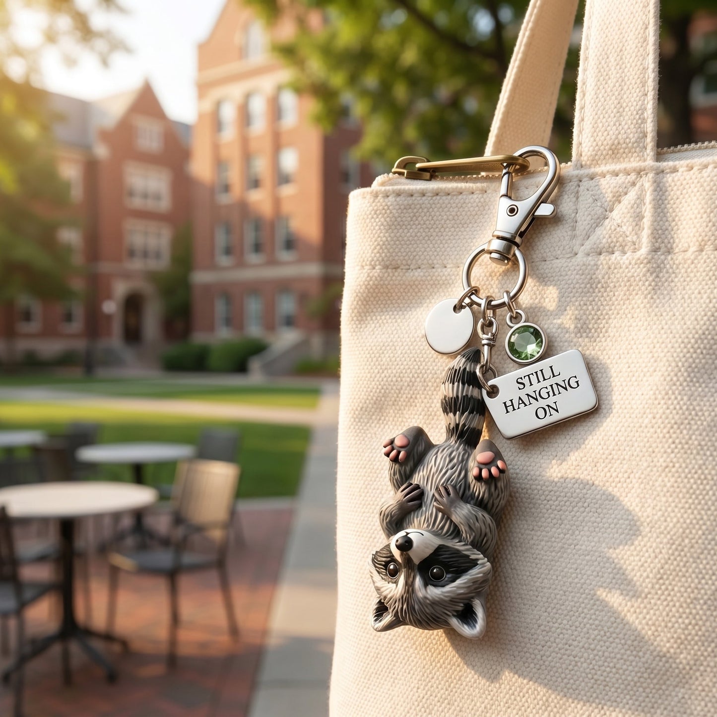 🦝 "Still Hanging On" Trash Panda Keychain & Keepsake Card Set | The Perfect Encouragement Gift 💖