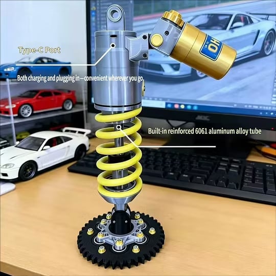 Ohlins-Inspired Suspension Shock Absorber Desk Lamp, Adjustable LED Light for Gamers & Car Enthusiasts