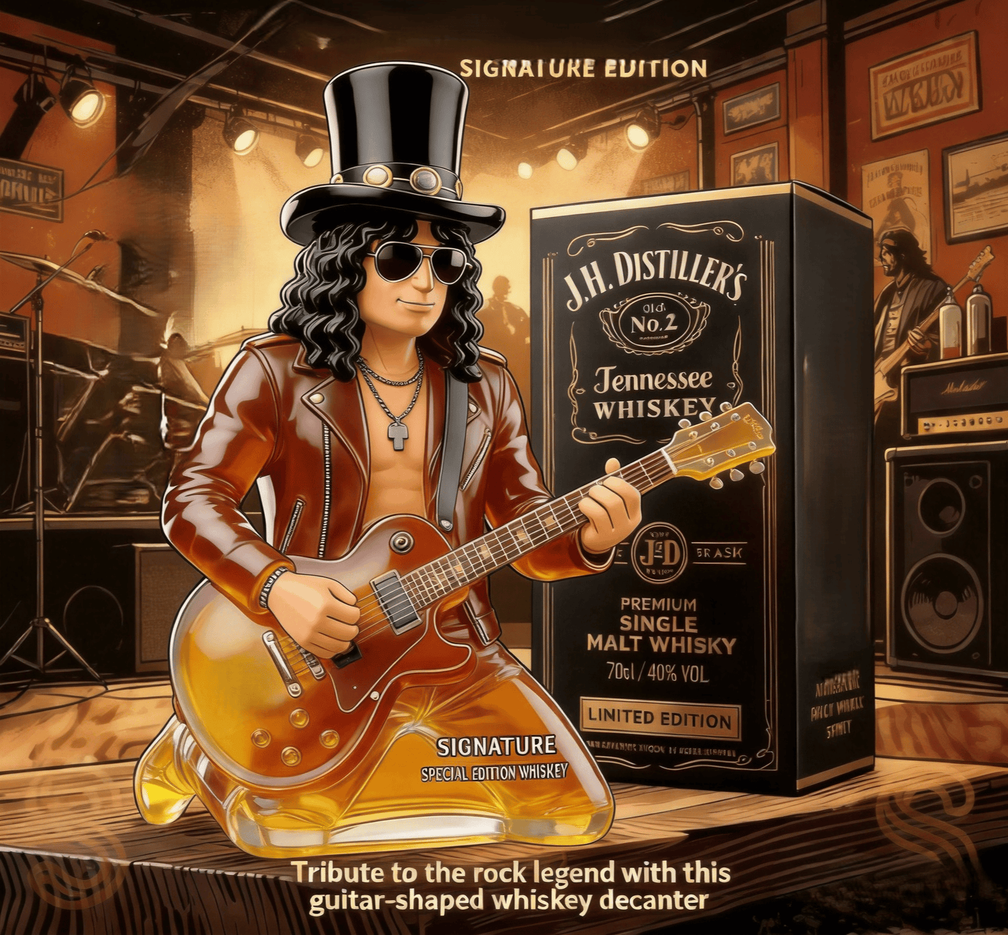 🎸Signature Guitar-Shaped Whiskey Decanter, Rock Legend Collectible Bottle