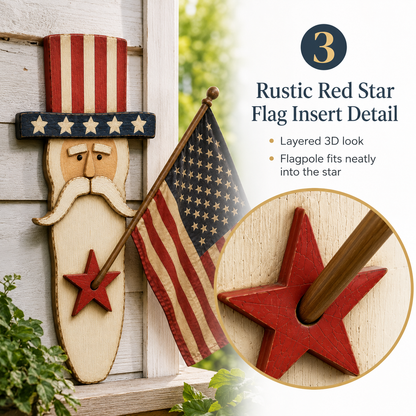 Vintage Uncle Sam Patriotic Wall Hanging with Flag