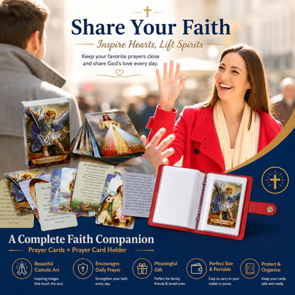 ✝️🙏Catholic Faux Leather Holy Card Holder – Pocket Prayer Card Organizer with Snap Closure