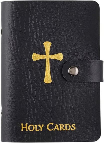 ✝️🙏Catholic Faux Leather Holy Card Holder – Pocket Prayer Card Organizer with Snap Closure