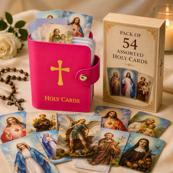 ✝️🙏Catholic Faux Leather Holy Card Holder – Pocket Prayer Card Organizer with Snap Closure