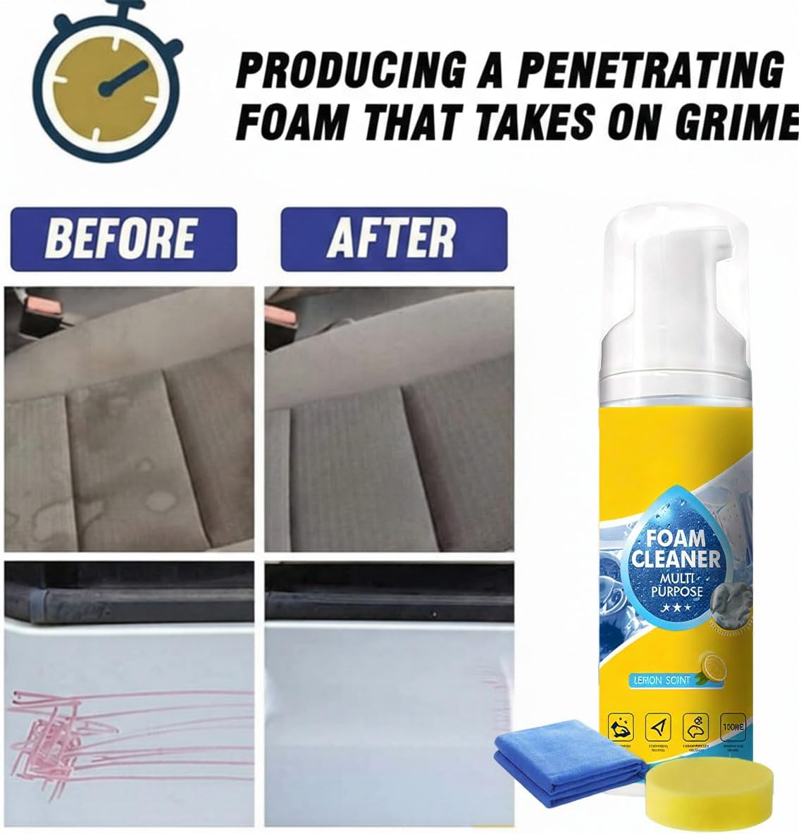 🏆LAST DAY SALE 49% OFF🔥Multi-Function Foam Cleaner – Deep Clean Car, Kitchen, Bathroom & Sofa