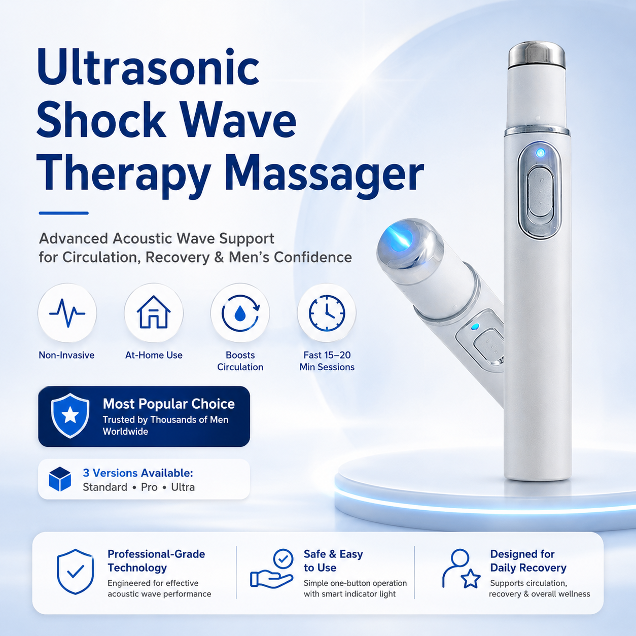 Mresio® Ultrasonic Shock Wave Therapy Massager——Restore Circulation. Relieve Deep Pain. Rebuild Male Confidence.