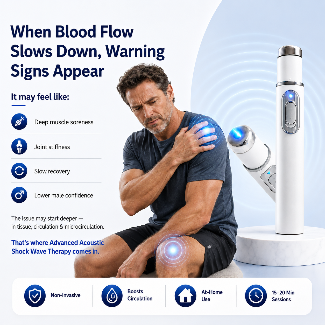 Mresio® Ultrasonic Shock Wave Therapy Massager——Restore Circulation. Relieve Deep Pain. Rebuild Male Confidence.
