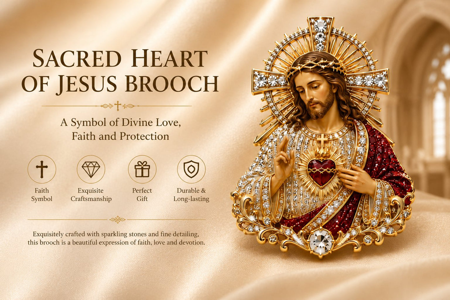 ❤️Father‘s Day 50% OFF - 🙏 Sacred Heart of Jesus Brooch