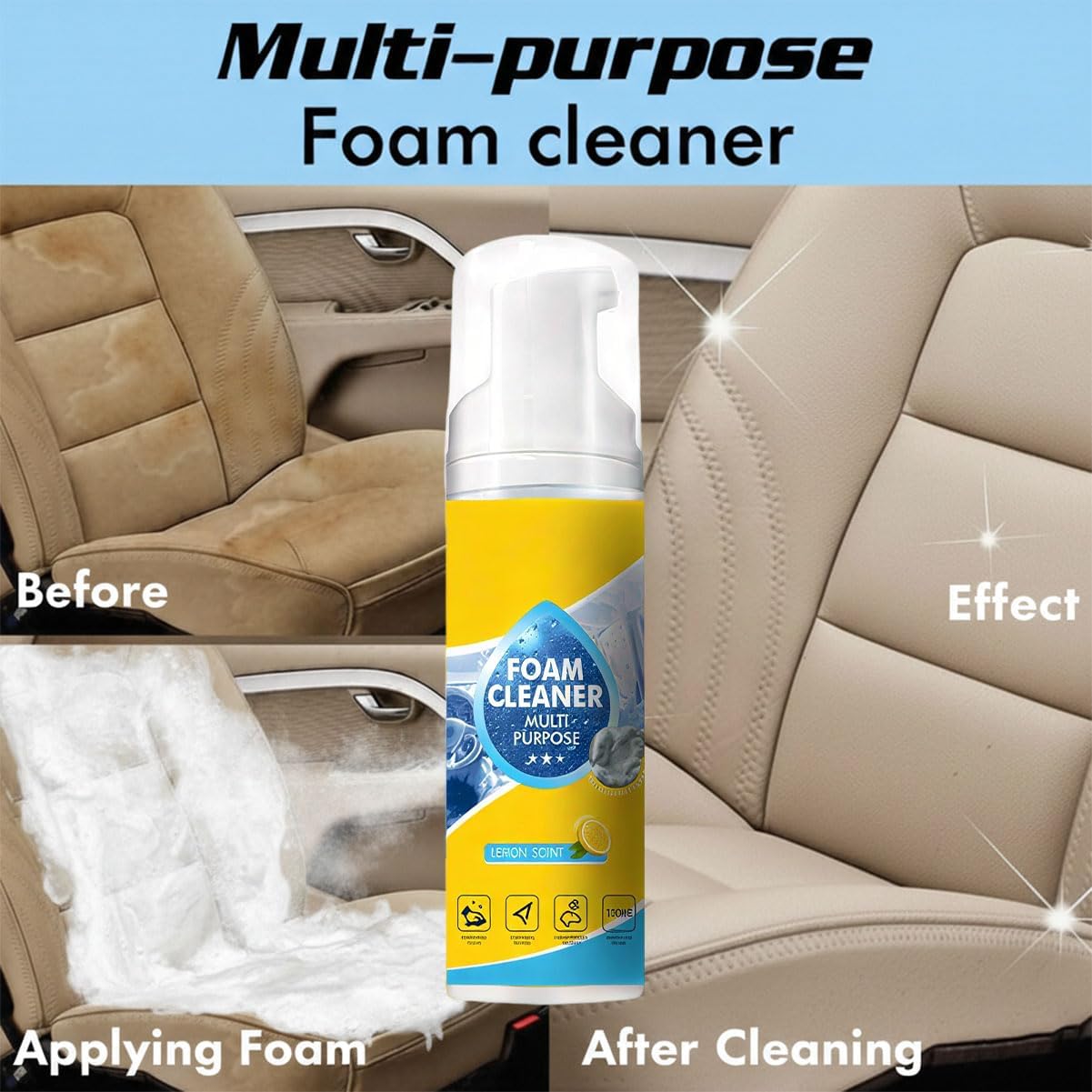 🏆LAST DAY SALE 49% OFF🔥Multi-Function Foam Cleaner – Deep Clean Car, Kitchen, Bathroom & Sofa