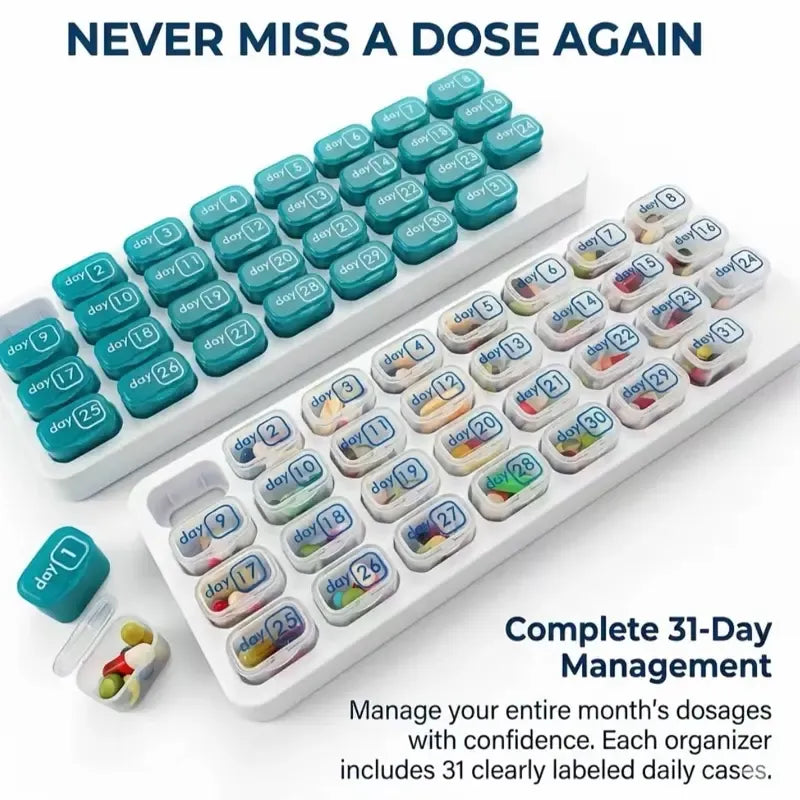 💪31-Day Detachable Monthly Pill Organizer