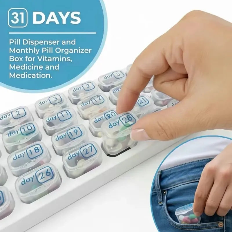 💪31-Day Detachable Monthly Pill Organizer
