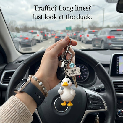 "Zero Quacks Given" Middle Finger Duck Keychain & Poem Card Set - The Ultimate Cheeky Gift!