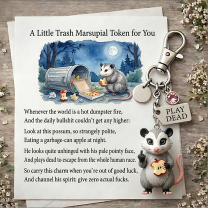 A Little Opossum for You - "Still Hanging On" Keychain & Sentiment Card Set