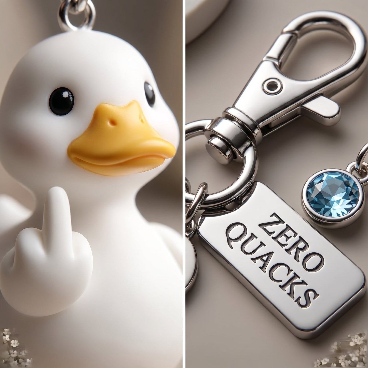 "Zero Quacks Given" Middle Finger Duck Keychain & Poem Card Set - The Ultimate Cheeky Gift!