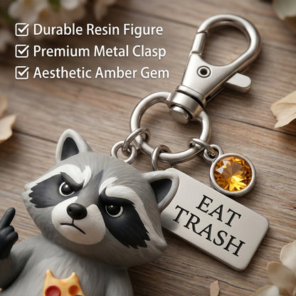 The "Zero F*cks" Trash Panda Keychain & Poem Set 🦝🍕 | Ultimate Dumpster Fire Survival Gift