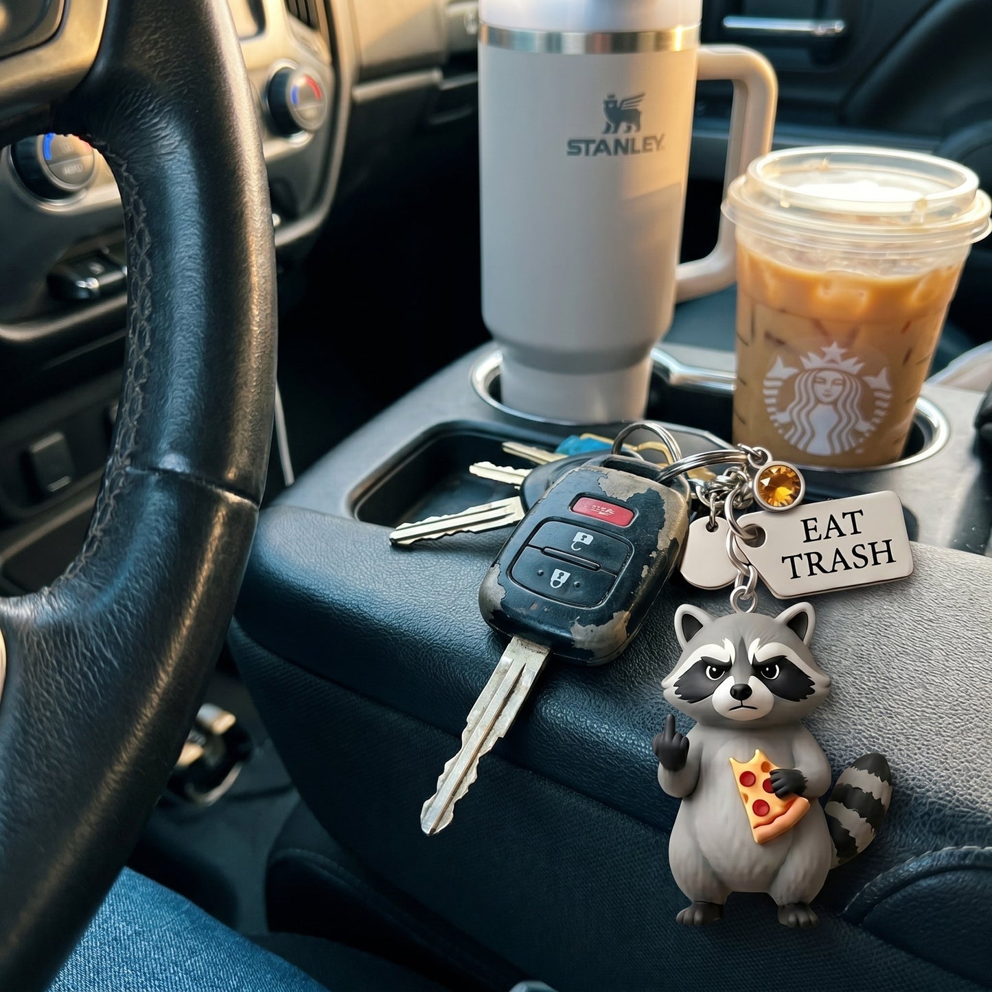 The "Zero F*cks" Trash Panda Keychain & Poem Set 🦝🍕 | Ultimate Dumpster Fire Survival Gift