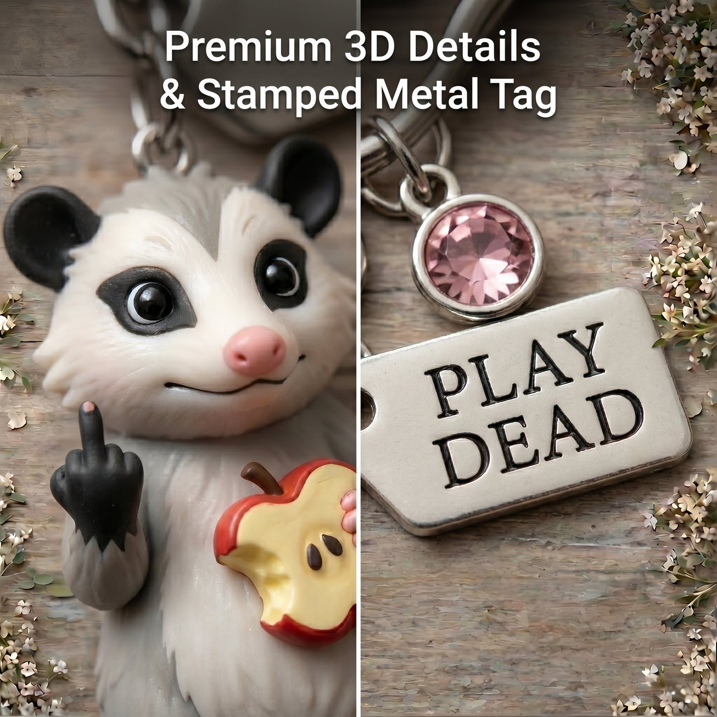 A Little Opossum for You - "Still Hanging On" Keychain & Sentiment Card Set