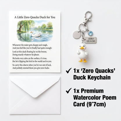 "Zero Quacks Given" Middle Finger Duck Keychain & Poem Card Set - The Ultimate Cheeky Gift!