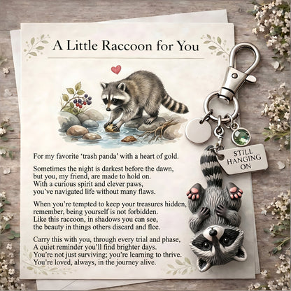 The "Zero F*cks" Trash Panda Keychain & Poem Set 🦝🍕 | Ultimate Dumpster Fire Survival Gift